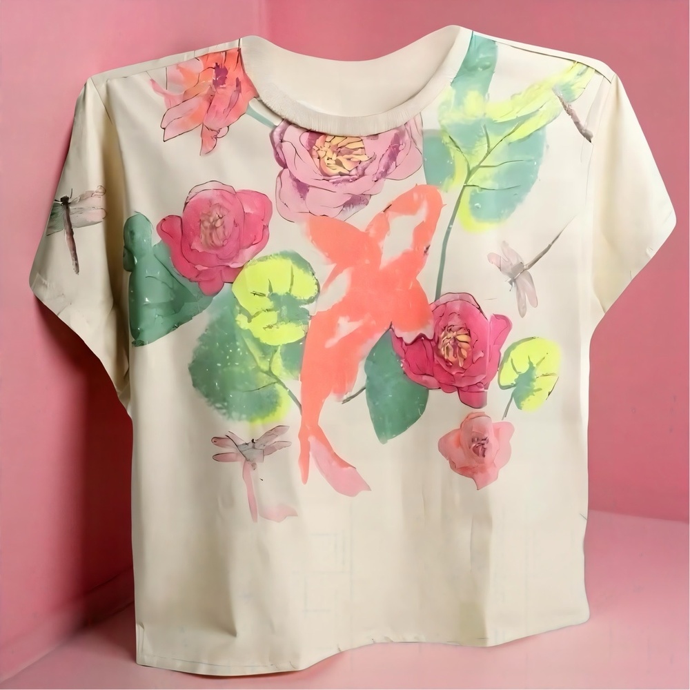 TORRID‎ Floral Koi Relaxed Heritage Jersey Crew Tee NWT Size 1X
